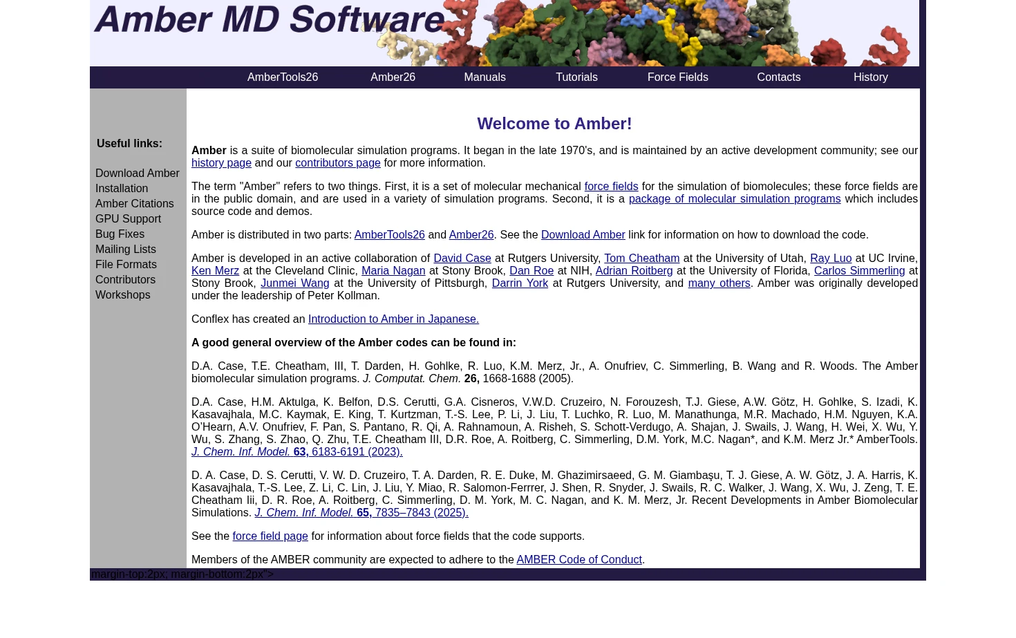 The Amber Molecular Dynamics Package 页面快照